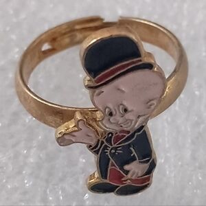 1970s Elmer Fudd WB Warner Brothers Enamel Sz 4 Metal Ring New NOS Looney Tunes